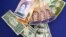  Varios billetes de dólar y de bolívar  