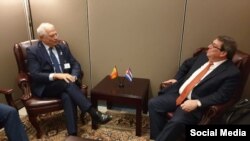 Reunión entre Joseph Borrell y Bruno Rodríguez en Naciones Unidas. Tomado de @JosepBorrellF