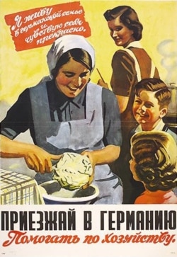 Afiche de la propaganda alemana para las trabajadoras del Este (Ostarbeiter)