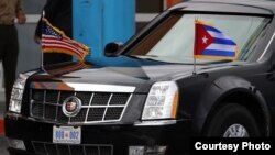 Vehículo que transportó al presidente de Estados Unidos, Barack Obama, en La Habana.