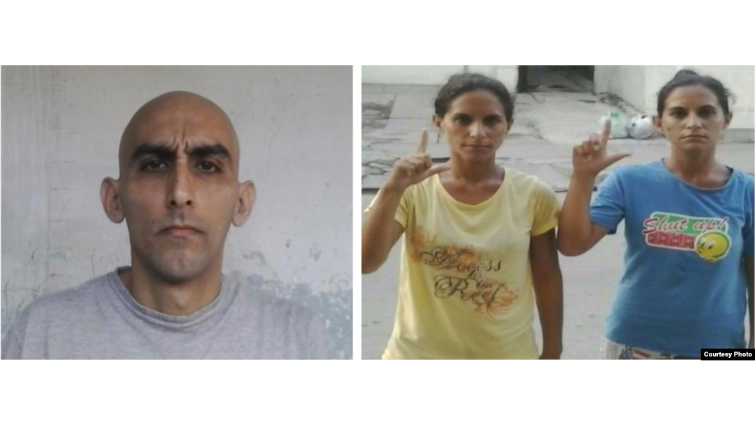 Los tres hermanos, Fidel Batista Leyva y Anairis y Adairis Miranda Leyva. en Holguin