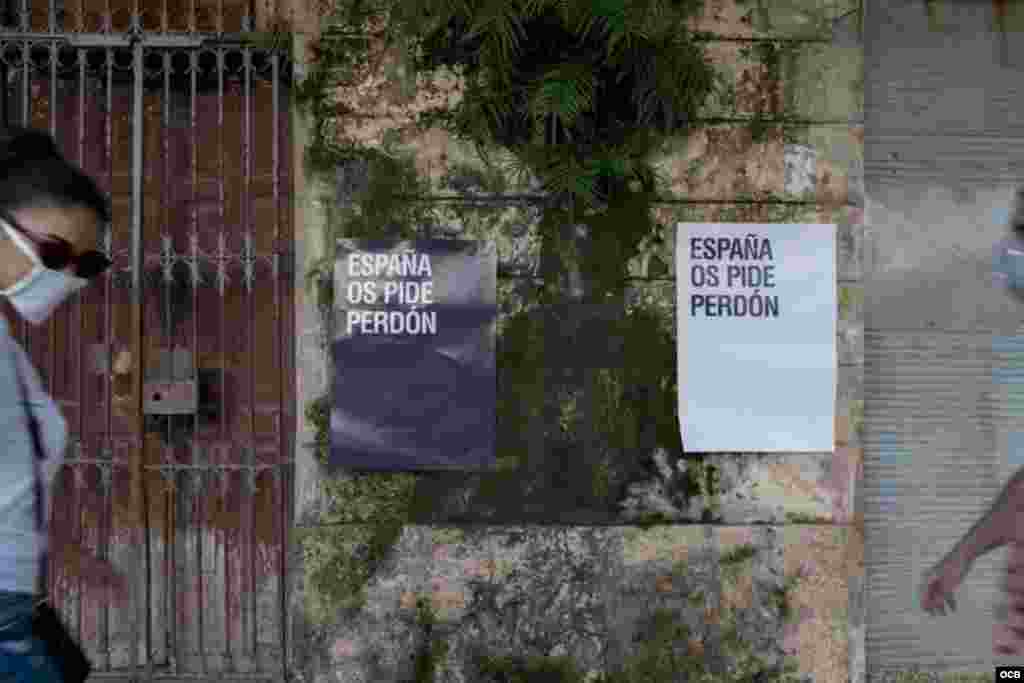 Perd&#243;n Espa&#241;ol en las calles de La Habana, obra del artista Abel Azcona