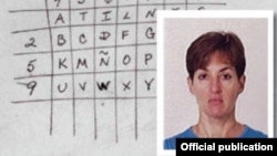 La espía Ana Belén Montes y uno de los códigos con que transmitía sus mensajes a Cuba.