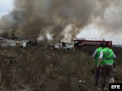 Escena del accidente del avión de Aeroméxico.