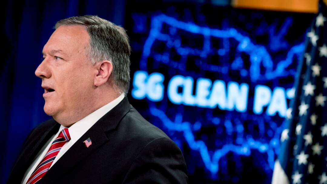 El secretario de Estado, Michael R. Pompeo, presentó el 29 de abril de 2020 la Iniciativa Red Limpia para mantener los datos seguros y privados (Andrew Harnik/AP Images)