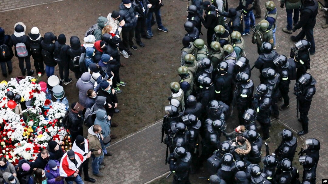 Protestas en Bielorrusia, el 15 de noviembre de 2020 (AP Photo).