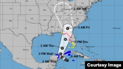 Cono de trayectoria del potencial ciclón tropical nueve que se espera se convierta en el huracán Helene. (NHC)