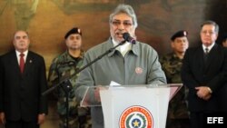 Fernando Lugo, 21 de junio de 2012, en la sede del Palacio de Gobierno (Paraguay)
