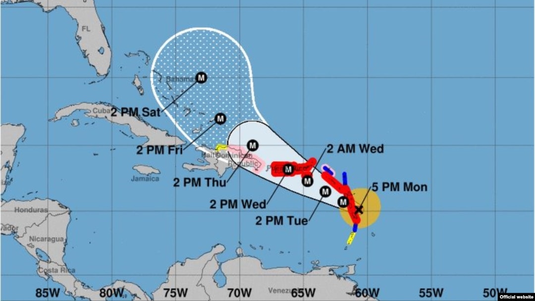 Pronóstico de trayectoria para el huracán María. (NHC)