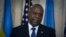 El secretario de Defensa de Estados Unidos, Lloyd Austin, en la Academia Diplomática de Ucrania en Kiev, Ucrania, el lunes 21 de octubre de 2024. (Foto AP/Efrem Lukatsky)