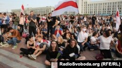 Plaza Independencia en Minsk el 14 de agosto 2020