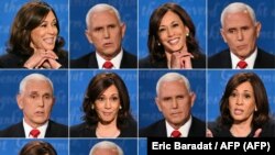 Kamala Harris y Mike Pence, candidatos a la vicepresidencia de Estados Unidos (Robyn Beck y Eric Baradat / AFP).