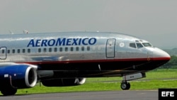 Un avión de la línea aérea mexicana Aeromexico