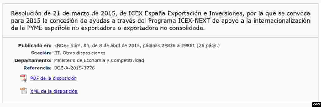Ministerio de Economía y Competitividad (Programa ICEX-Next)