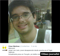 La foto de Jorge Luis circuló en las redes sociales tras su desaparición