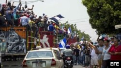 Campesinos llegan a Managua para protestar contra el gobierno de Daniel Ortega
