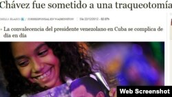 Titular de la información sobre la salud de Chávez en el ABC digital de este 22 de diciembre de 2012