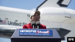 Transfer ceremony for space shuttle Enterprise at John F. Kennedy Airport in New York, New York, USA, 27 April 2012. 