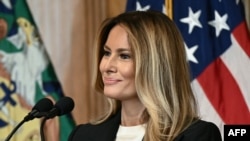 La primera dama de EEUU, Melania Trump, en un evento en la Casa Blanca.