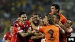 El equipo chileno celebrando la victoria