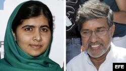 Malala Yousafzai (i) y Kailash Satyarthi (d), presidente de la Marcha Global Contra el Trabajo Infantil. Fotos: Archivo.