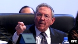 Raúl Castro durante la sesión plenaria de la VII Cumbre de Jefes de Estado y de Gobierno de las Américas en Panamá.