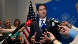 US Secretary of State Marco Rubio speaks to the press in Barranquilla, Colombia, on September 8, 2026.