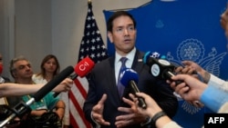 US Secretary of State Marco Rubio speaks to the press in Barranquilla, Colombia, on September 8, 2026.