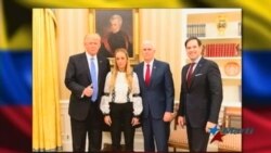 Esposa de líder venezolano preso se reúne con Trump y Pence