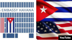 Reporta Cuba. Logos que identifican en Twitter a las embajadas de EEUU y Cuba.