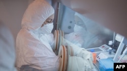 Especialista trabaja en un laboratorio como parte de las medidas antiepidémicas durante la Universiada de Invierno de 2019, en Krasnoyarsk.