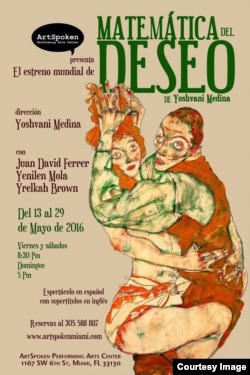 Cartel promocional de la obra "Matemática del deseo", del dramaturgo y director cubano Yoshvani Medina. Cortesía Y. Medina.