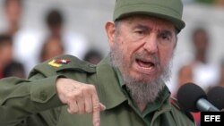 Fidel Castro, en 2003 durante el discurso con motivo del Primero de Mayo.