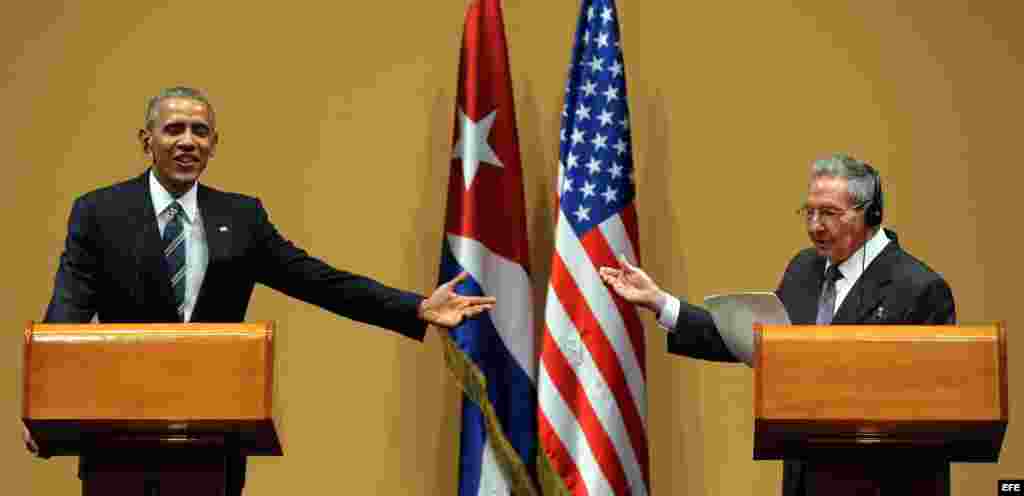 Rueda de prensa de Barack Obama y Raúl Castro en La Habana. 