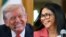 Combo de imágenes del presidente de Estados Unidos, Donald Trump, y la presidenta interina de Venezuela, Delcy Rodríguez. 