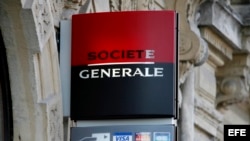 El logo del banco francés Société Générale en el exterior de su sede de Montpellier, Francia. Foto de archivo.