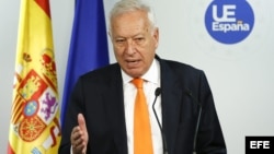 El ministro español de Asuntos Exteriores, José Manuel García-Margallo en la Comisión Europea en Bruselas (20 de julio).