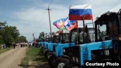 Tractoristas rusos en protesta.
