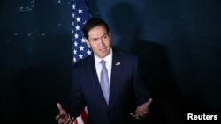 El secretario de Estado de EEUU, Marco Rubio, durante una conferencia de prensa en Manila, donde asiste a una reunión de la Asociación de Naciones del Sudeste Asiático.