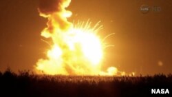 El cohete Antares se desintegró seis segundos después del despegue de la plataforma en Wallops Island, Virginia. Foto: NASA.