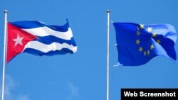Banderas de Cuba y la UE.