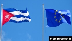 Banderas de Cuba y la UE.