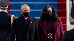 El ex presidente Barack Obama y su esposa Michelle Obama en el acto de investidura presidencial. (Foto de Patrick Semansky / POOL / AFP)