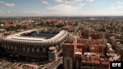 Vista aérea del estadio Santiago Bernabéu, en Madrid.