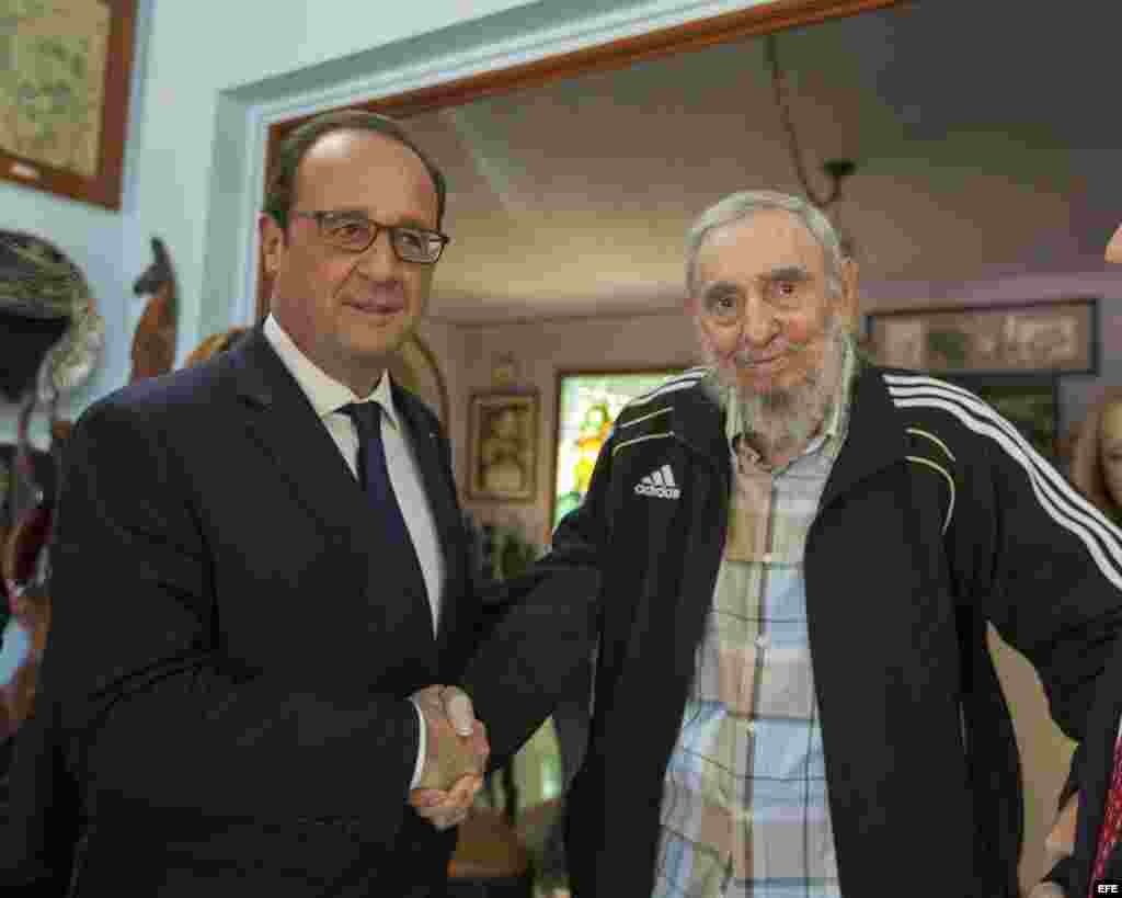 François Hollande, mantuvo en La Habana un encuentro con Fidel Castro.