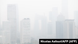 Una imagen del aire en la capital de China, Beijing, el 15 de octubre de 2018.