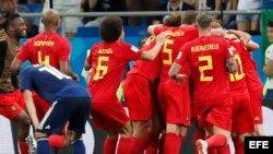 Bélgica celebra el triunfo sobre Japón. 