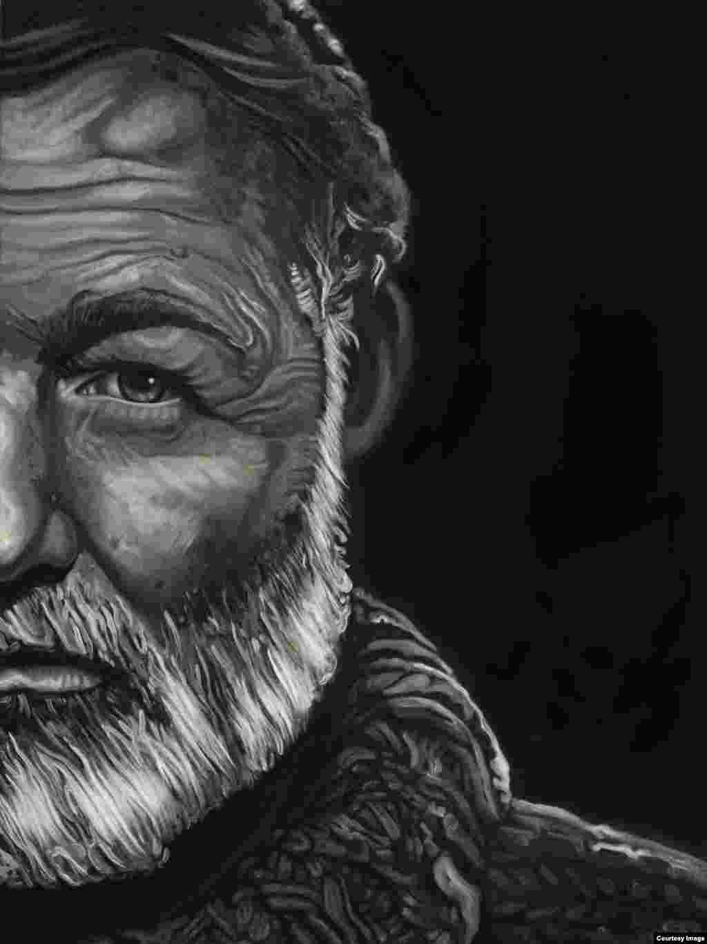 &quot;Papa Hemingway&quot;, Raúl Villarreal, óleo sobre lienzo (48x36), 2013.