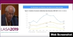 Evolución de la relación económica entre Cuba y Venezuela entre 2007 y 2017 (millones de dólares). (Gráfico LASA 2019)