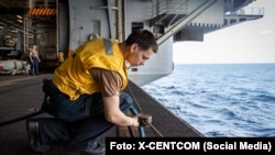 Una vista del interior del portaaviones Lincoln, publicada por la cuenta X-CENTCOM este lunes.
